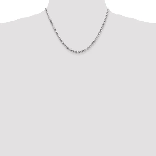Cadena de Cuerda de Oro Blanco 14K de 4 mm con Corte Diamante - 18 Pulgadas - Image 5