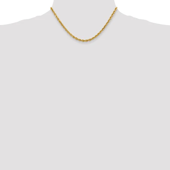 Cadena de Cuerda de Oro Amarillo 10K de 4 mm con Corte Diamante - 16 Pulgadas - Image 5