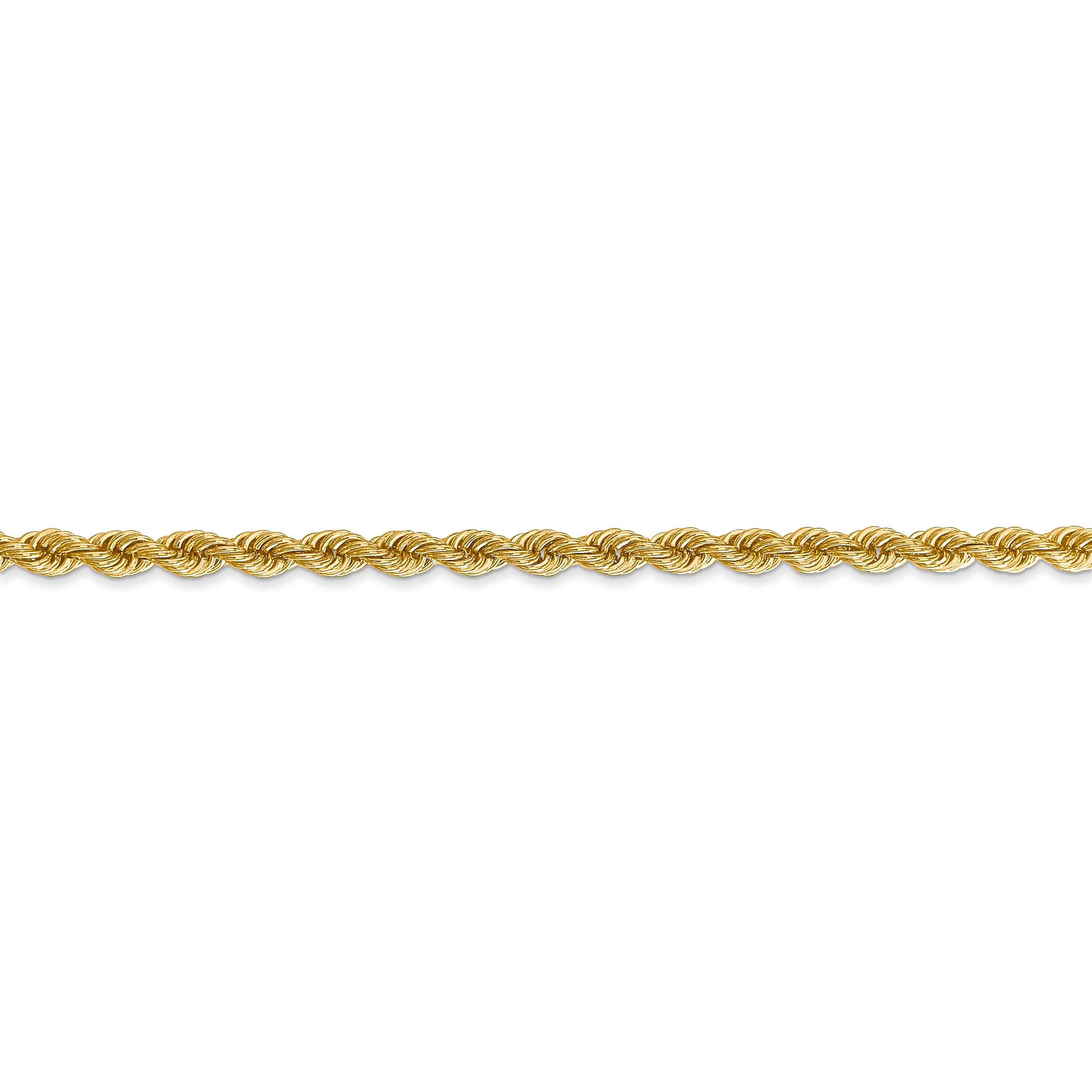 Cadena de Cuerda Regular de 14K Oro Amarillo de 36 Pulgadas y 3mm con Cierre de Langosta - Image 3