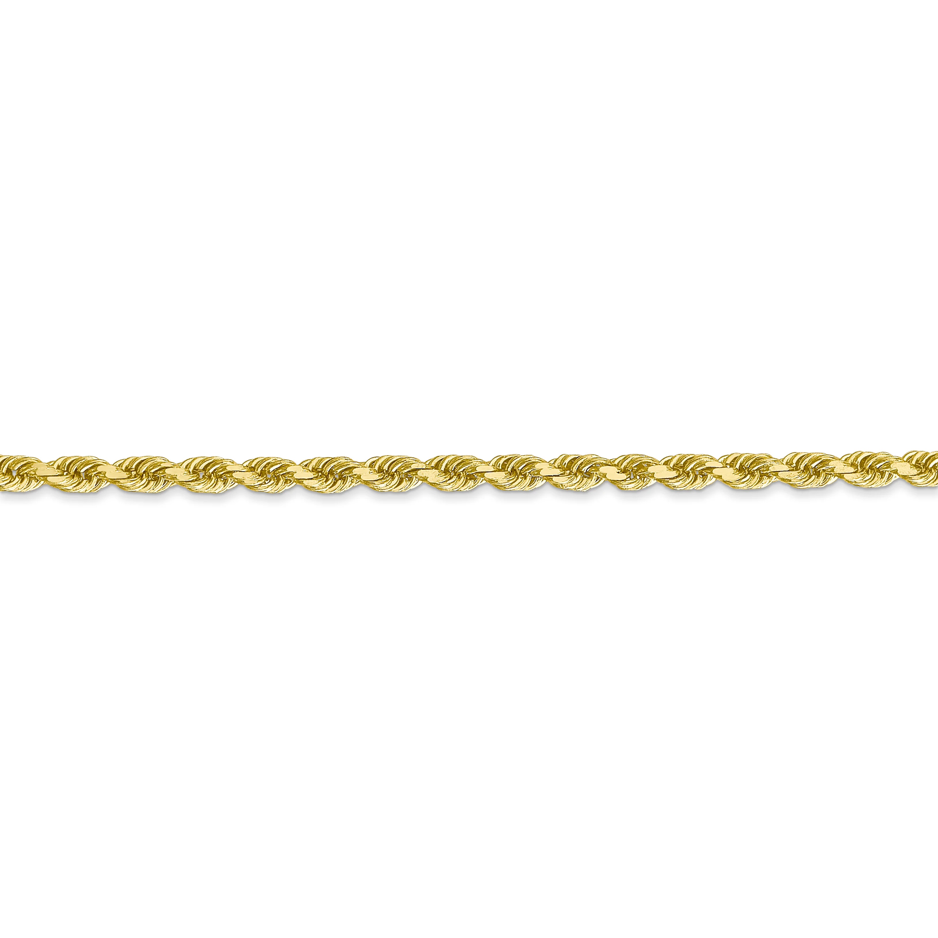 Cadena de Cuerda de 10K Oro Amarillo de 16 Pulgadas y 3mm con Cierre de Langosta - Image 3