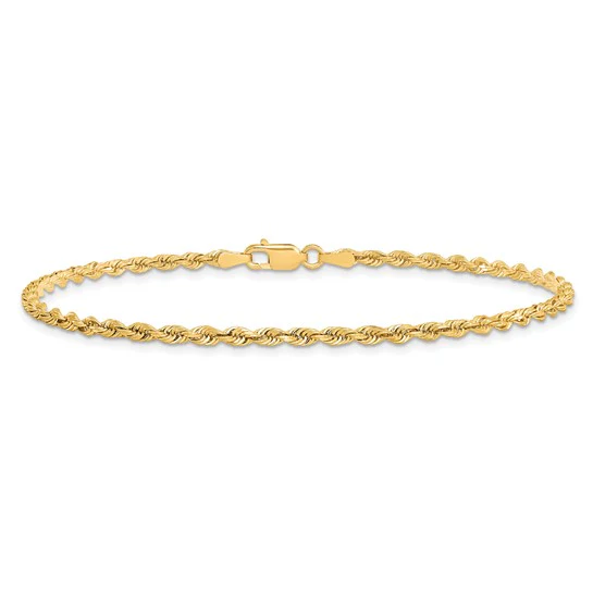 Pulsera de Cuerda Cuádruple de 10K Oro Amarillo de 9 Pulgadas y 2.75mm con Cierre de Langosta - Image 2