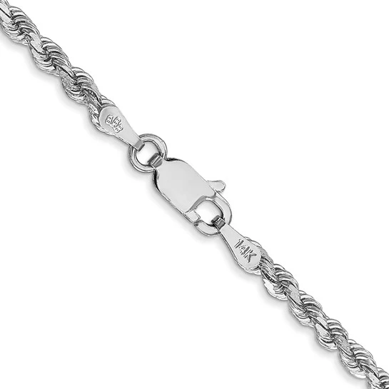 Cadena de Cuerda 14K Oro Blanco de 2.75mm Diamantada - 16 Pulgadas - Image 4
