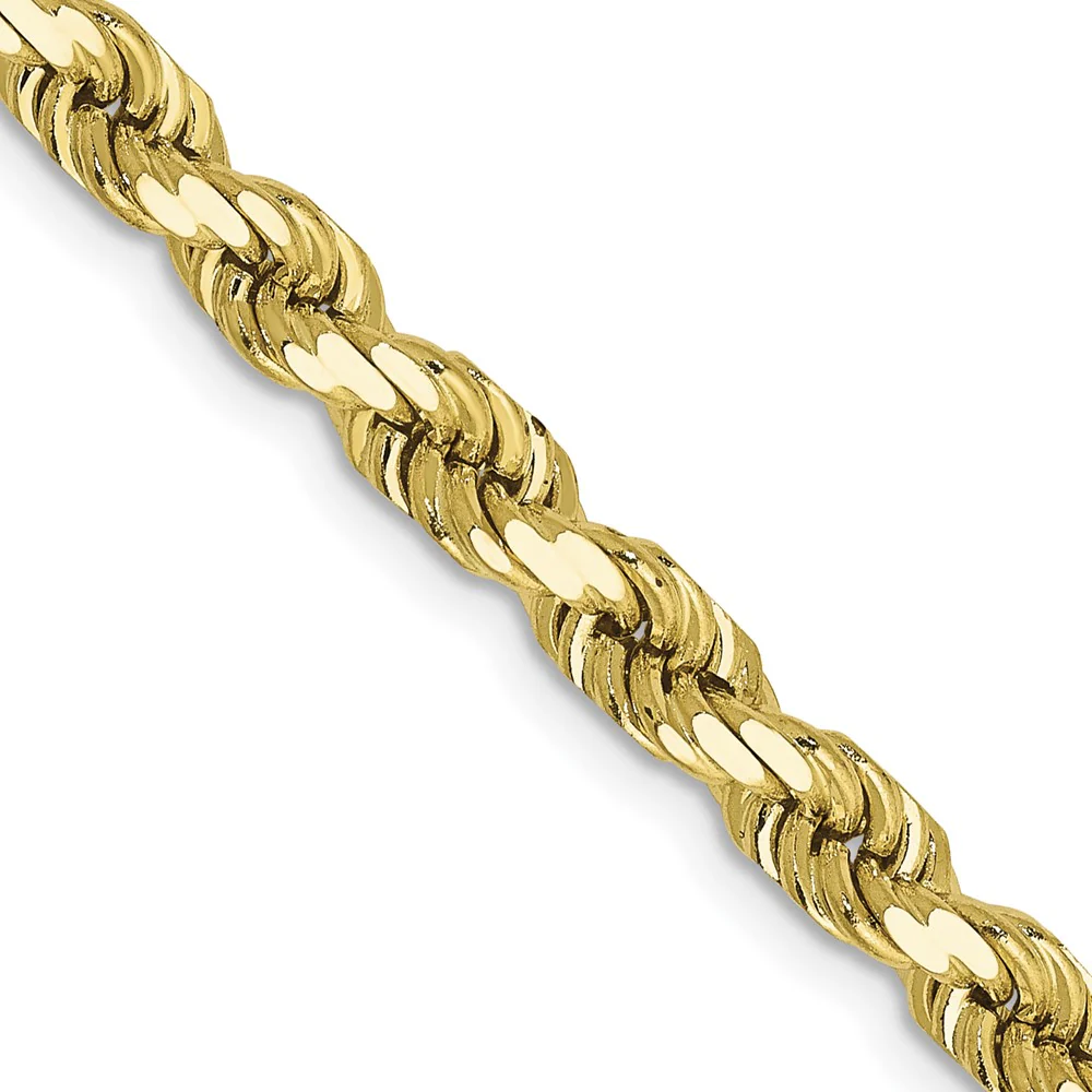 Cadena de Cuerda Diamantada 10K Oro Amarillo de 4.5mm - 30 Pulgadas - Image 2