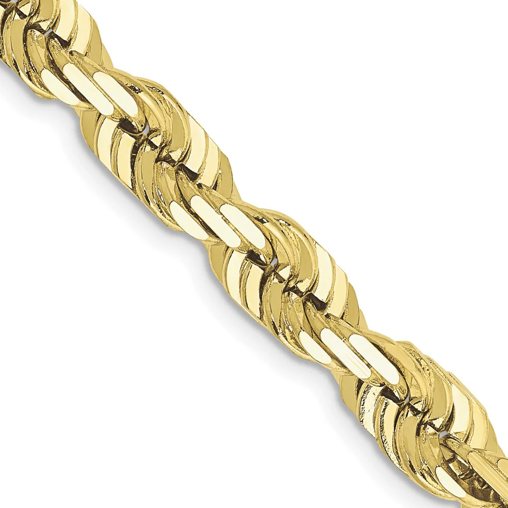 Cadena de Cuerda Diamantada 10K Oro Amarillo de 6.5mm - 26 Pulgadas - Image 2