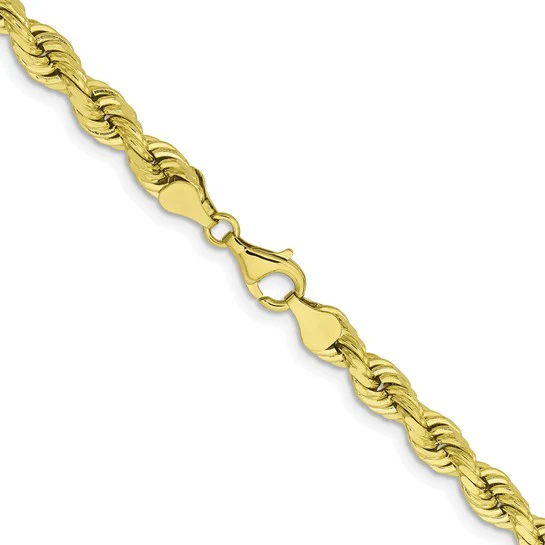 Cadena de Cuerda Diamantada 10K Oro Amarillo de 6.5mm - 26 Pulgadas - Image 3
