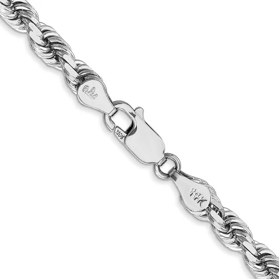 Cadena de Oro Blanco de 14K, 20 pulgadas, 4.5mm, Rope con Corte Diamante y Cierre de Langosta - Image 4