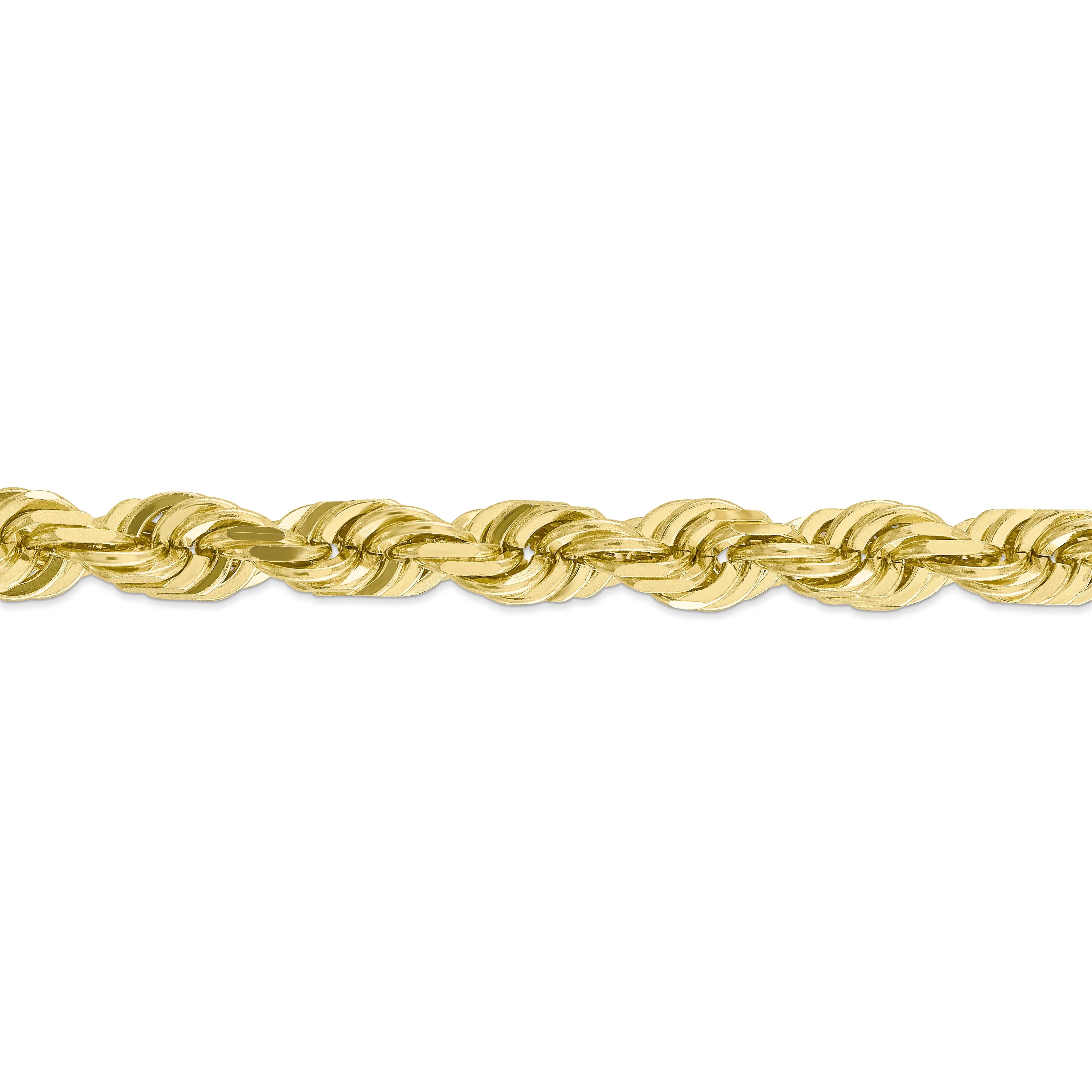 Cadena de Oro Amarillo de 10K, 24 Pulgadas, 10mm, Rope con Corte Diamante y Cierre de Langosta - Image 3