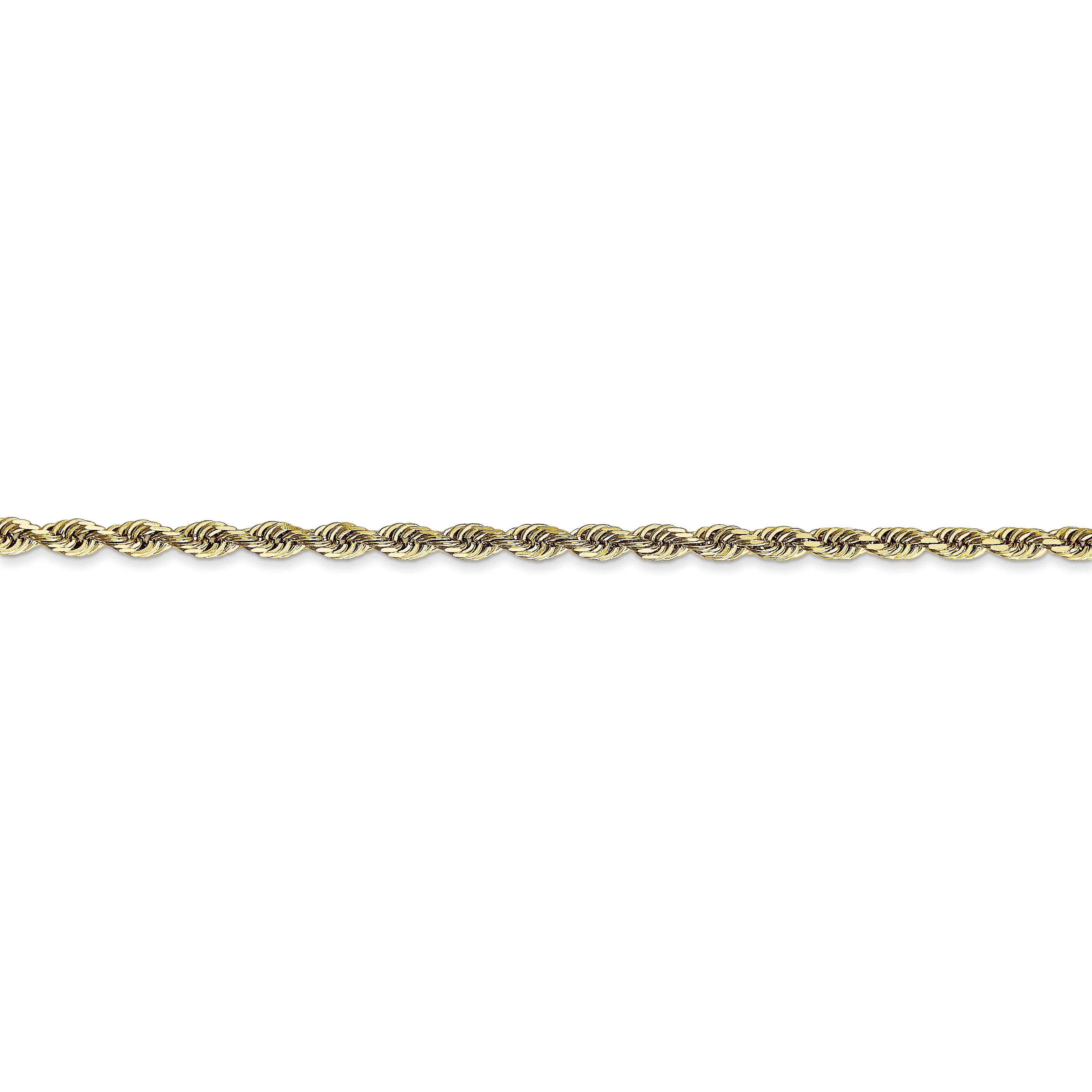 Cadena de Oro Amarillo de 10K, 2.75mm, Cuádruple Cadena de Oro Amarillo de 10K, 2.75mm, Quadruple Rope con Corte Diamante y Cierre de Langosta con Corte Diamante y Cierre de Langosta - Image 3