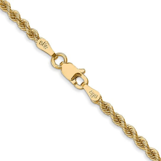 Cadena de Oro Amarillo 14K de 26 Pulgadas, 2.5mm, Rope Regular con Cierre de Langosta - Image 4