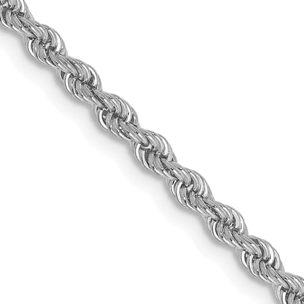 Cadena Trenzada Regular de 2.5mm en Oro Blanco de 14k de 30 Pulgadas con Cierre de Langosta - Image 2