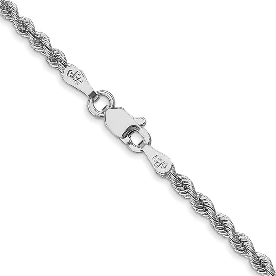 Cadena Trenzada Regular de 2.5mm en Oro Blanco de 14k de 30 Pulgadas con Cierre de Langosta - Image 4
