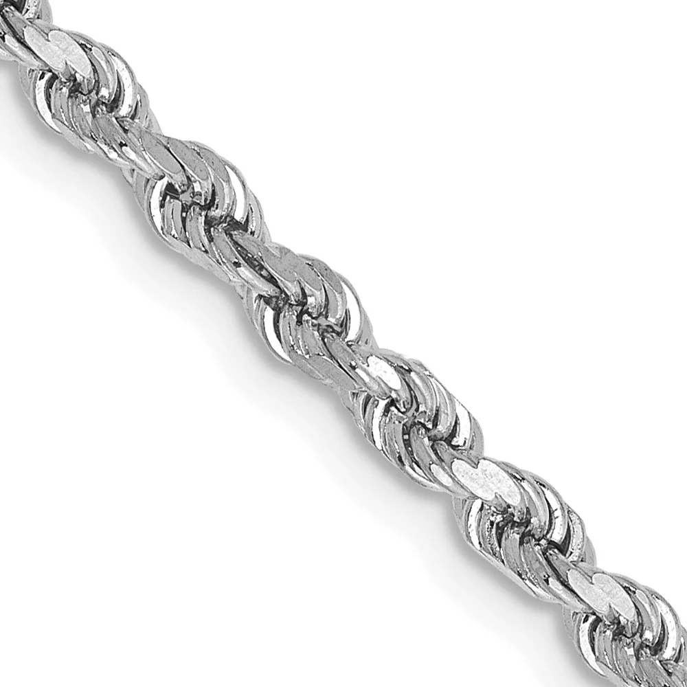 Cadena de Cuerda de 14k Oro Blanco de 2.75mm y 28 Pulgadas con Cierre de Langosta - Image 2