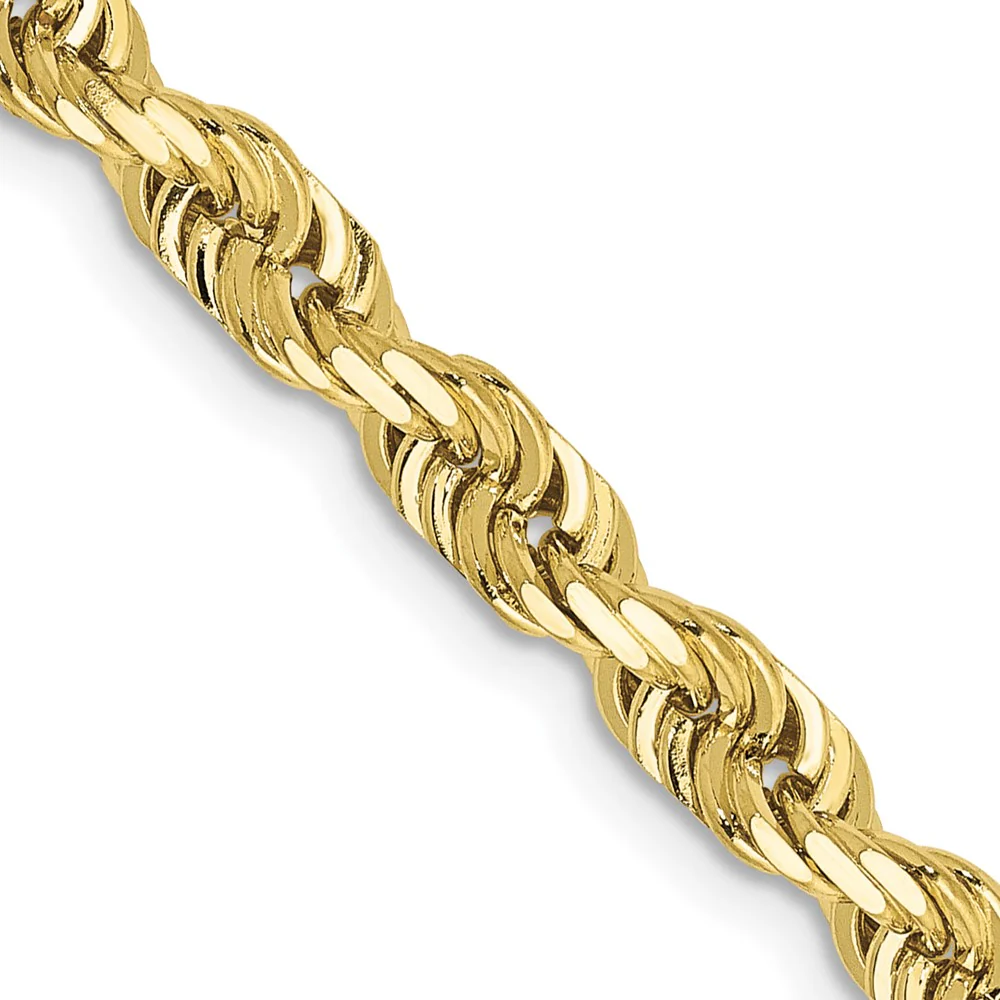 Cadena de Cuerda Cuádruple de 10k Oro Amarillo de 4.5mm y 30 Pulgadas con Cierre de Langosta - Image 2