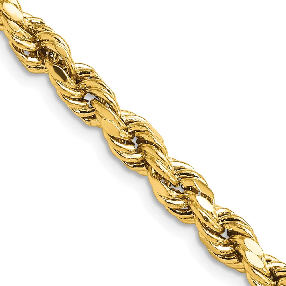 Cadena de Cuerda Semi-Sólida de 14k Oro Amarillo de 5.5mm y 16 Pulgadas con Cierre de Langosta - Image 2