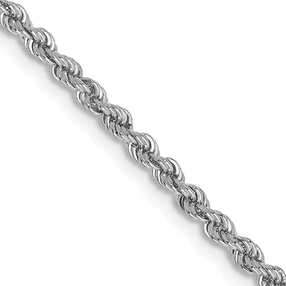 Cadena de Cuerda de 14k Oro Blanco de 2.25mm y 30 Pulgadas con Cierre de Langosta - Image 2
