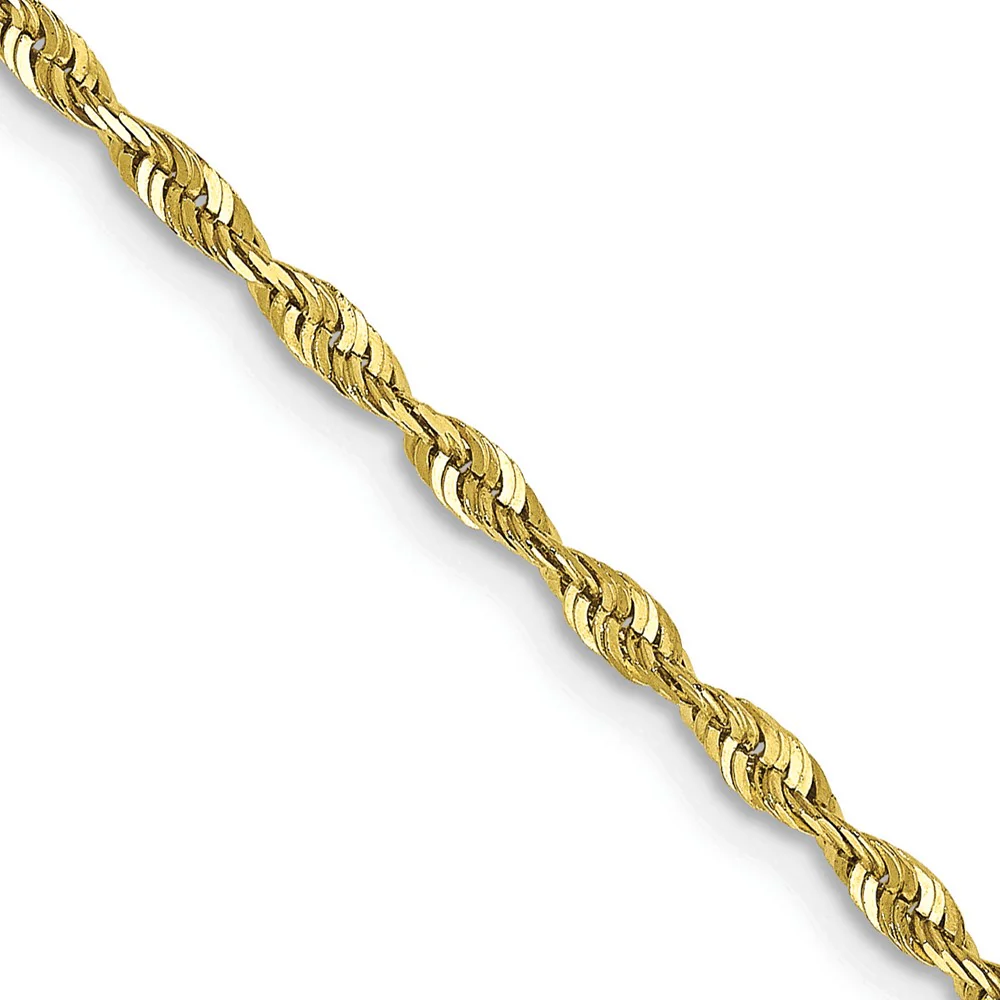 Cadena de Cuerda Extra-Ligera de 10k Oro Amarillo de 2.0mm con Cierre de Langosta - Image 2