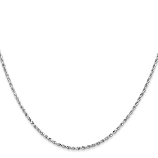 Cadena de Cuerda de Oro Blanco de 10k de 1.5mm con Corte Diamante y Cierre de Langosta