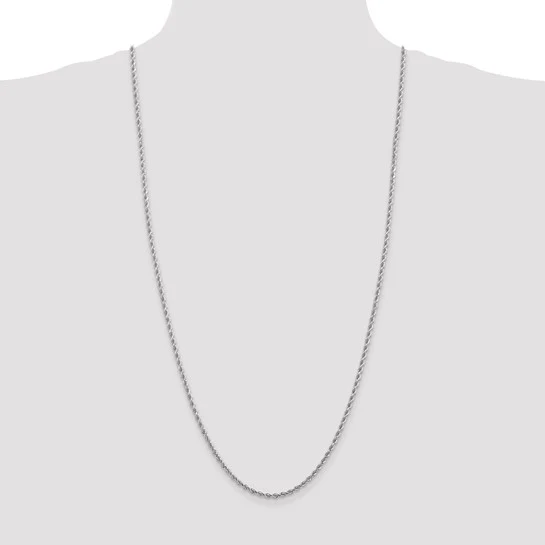 Cadena de Cuerda de Oro Blanco de 10k de 2.75mm con Corte Diamante y Cierre de Langosta - Image 5