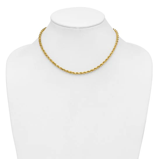 Cadena de Cuerda de Oro Amarillo de 14k de 16 Pulgadas con Corte Diamante y Cierre de Langosta - Image 5