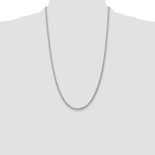 Cadena de Cuerda de Oro Blanco de 10k de 3mm con Corte Diamante y Cierre de Langosta - Image 5