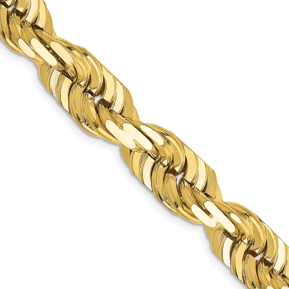 Cadena de Cuerda de 14k con Corte Diamante de 10mm y Cierre de Langosta Elegante - Image 2