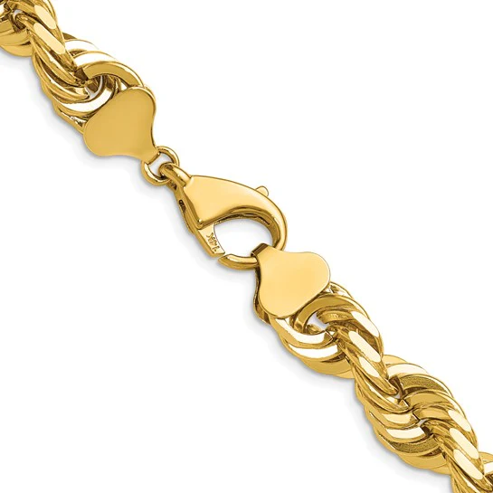 Cadena de Cuerda de 14k con Corte Diamante de 10mm y Cierre de Langosta Elegante - Image 4