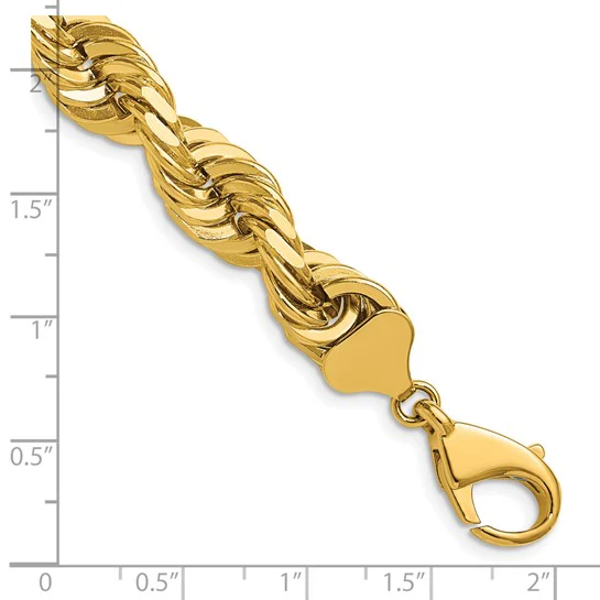 Cadena de Cuerda de 14k con Corte Diamante de 10mm y Cierre de Langosta Elegante - Image 5