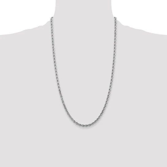 Cadena de Cuerda de Oro Blanco de 10K de 4mm con Corte Diamante y Cierre de Langosta - Image 5