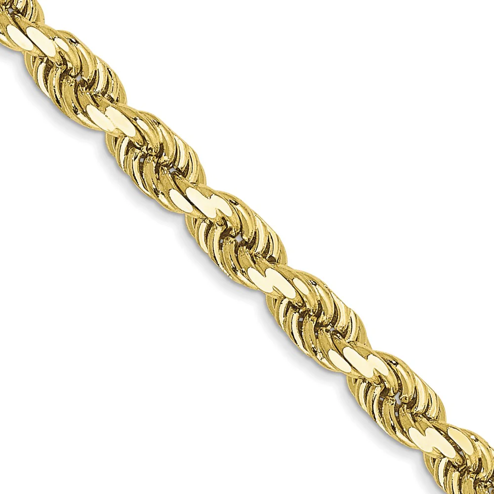 Cadena de Cuerda de Oro Amarillo de 10K de 3.5mm con Corte Diamante - Image 2
