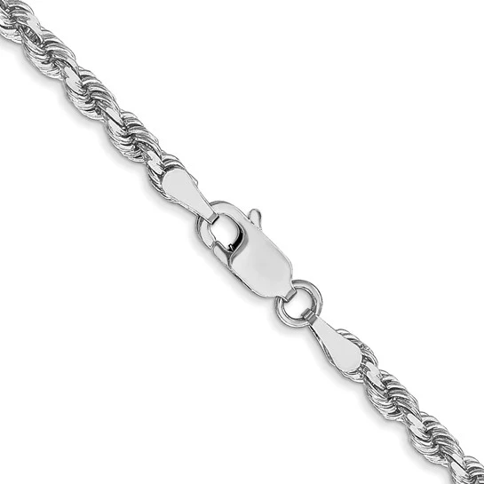 Collar de Cadena en Oro Blanco de 14K de 30 Pulgadas y 3 mm con Corte Diamante y Cierre de Langosta - Image 4