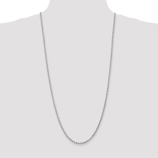 Collar de Cadena en Oro Blanco de 14K de 30 Pulgadas y 3 mm con Corte Diamante y Cierre de Langosta - Image 5