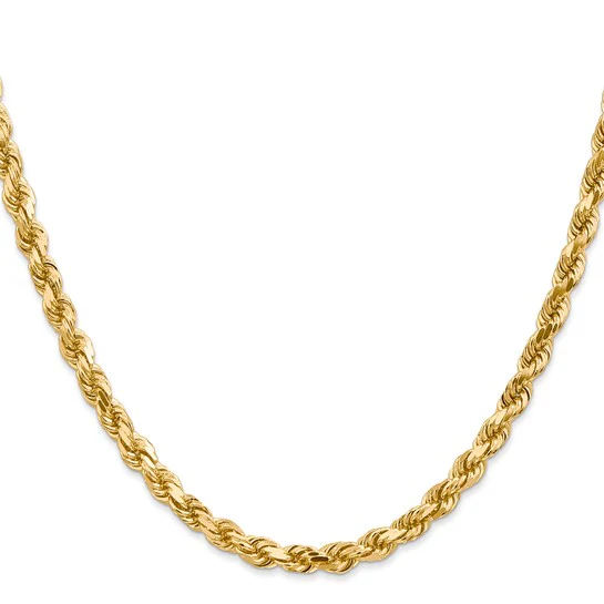Cadena de Cuerda Diamantada de 14K, 30 Pulgadas, 4.5 mm con Cierre Tipo Langosta