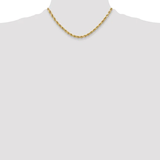 Cadena de Cuerda Corte Diamante de Oro Amarillo 10k – 5.5 mm, 16 Pulgadas, Semi-Sólida con Cierre Langosta - Image 3