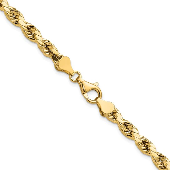 Cadena de Cuerda Corte Diamante de Oro Amarillo 10k – 5.5 mm, 16 Pulgadas, Semi-Sólida con Cierre Langosta - Image 4