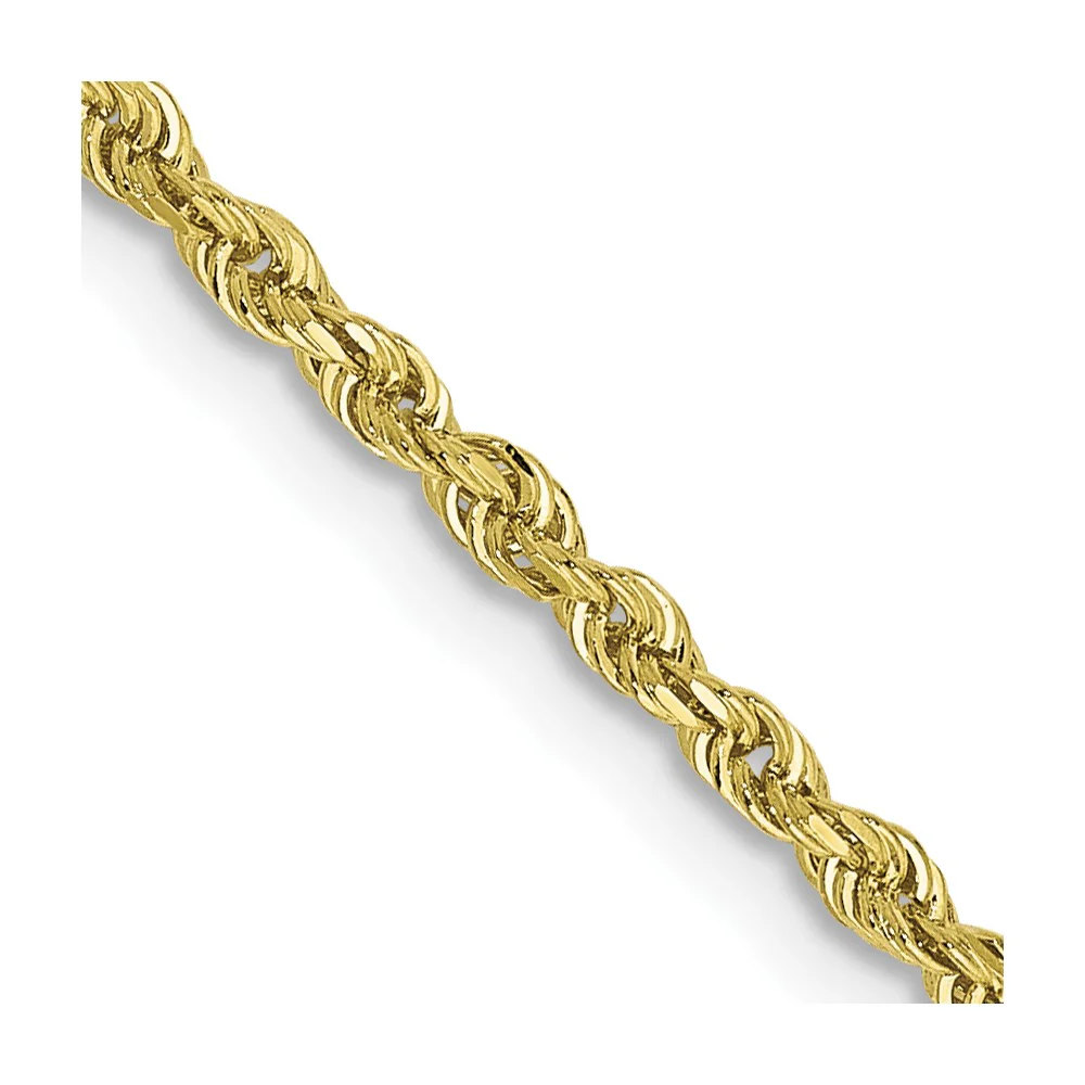 Cadena de Cuerda Cuádruple Corte Diamante en Oro Amarillo de 10K – 2 mm, 26 Pulgadas, con Broche Langosta - Image 2