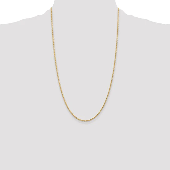 Cadena de Cuerda Cuádruple Corte Diamante en Oro Amarillo de 10K – 2 mm, 26 Pulgadas, con Broche Langosta - Image 5