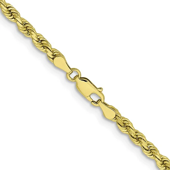  Cadena de Cuerda Corte Diamante en Oro Amarillo de 10K – 3.75 mm, 20 Pulgadas, con Broche Langosta - Image 3