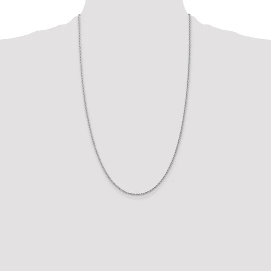 Cadena de Cuerda Regular en Oro Blanco de 14K – 1.5 mm, 26 Pulgadas, con Broche Langosta - Image 4