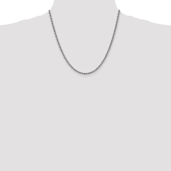 Cadena de Cuerda Regular en Oro Blanco de 14K – 3 mm, 20 Pulgadas, con Broche Langosta - Image 4