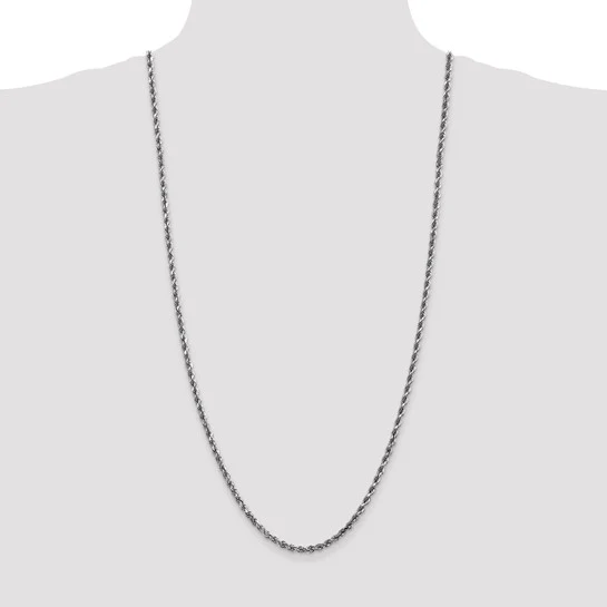 Cadena de Cuerda en Oro Blanco de 14K – 30 Pulgadas, 3.5 mm con Cierre Langosta - Image 5