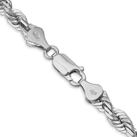 Cadena de Cuerda de Oro Blanco de 14K – 26 Pulgadas, 5.5 mm con Cierre Langosta - Image 4