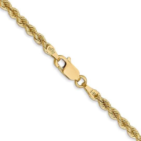 Cadena de Cuerda de Oro Amarillo de 14K – 28 Pulgadas, 2.75 mm con Cierre Langosta - Image 4