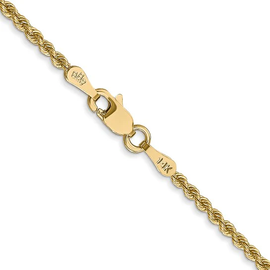 Cadena de Cuerda de Oro Amarillo de 14K – 36 Pulgadas, 2 mm con Cierre Langosta - Image 4