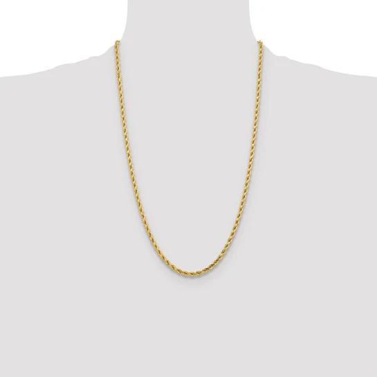 Cadena de Cuerda de Oro Amarillo de 10K – 26 Pulgadas, 4.25 mm con Cierre Langosta - Image 4