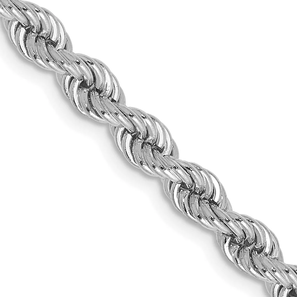 Cadena de Cuerda Regular de Oro Blanco de 14K – 18 Pulgadas, 4 mm con Cierre Langosta - Image 2