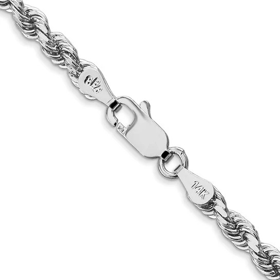 Cadena de Cuerda Diamond-Cut de Oro Blanco de 10K – 18 Pulgadas, 3.5 mm con Cierre Langosta - Image 4