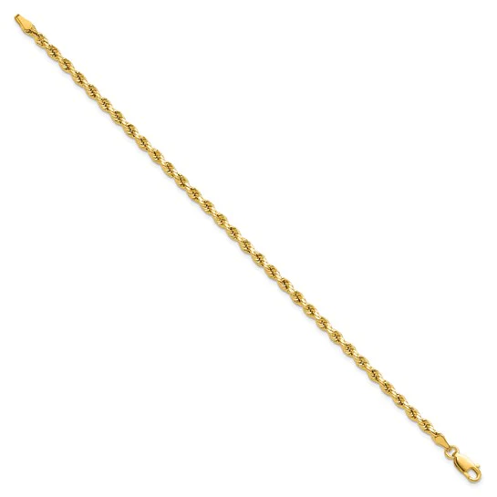 Cadena de Cuerda Semi Sólida Diamond-Cut de Oro Amarillo de 14K – 7 Pulgadas, 3 mm con Cierre Langosta - Image 5