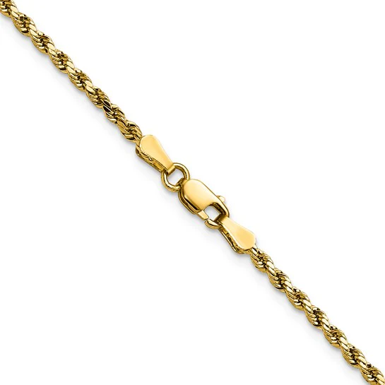 Cadena de Cuerda Semi Sólida Diamond-Cut de Oro Amarillo de 14K – 16 Pulgadas, 2.25 mm con Cierre Langosta - Image 3