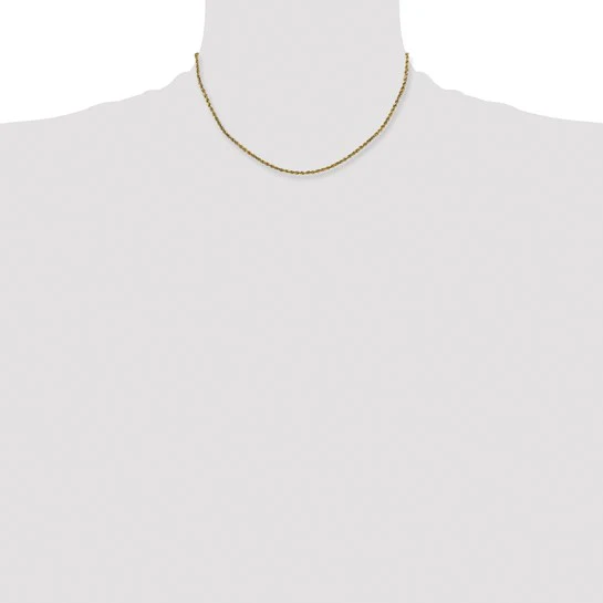 Cadena de Cuerda Semi Sólida Diamond-Cut de Oro Amarillo de 14K – 16 Pulgadas, 2.25 mm con Cierre Langosta - Image 4
