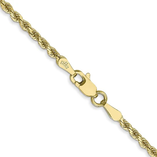 Cadena de Cuerda Diamantada en Oro Amarillo de 10K – 28 Pulgadas, 2 mm con Cierre Langosta - Image 4